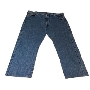 Levi’s 501 button fly jeans W42/L32 blue denim men’s casual 100% cotton stampede